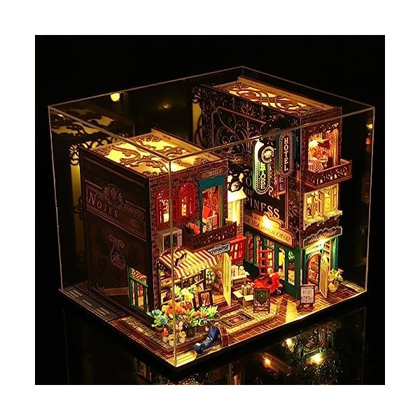 TOPBSFARNY Support de livre en bois 3D pour maison de poupée, serre-livres en bois style Cyberpunk pour adolescents et adulte