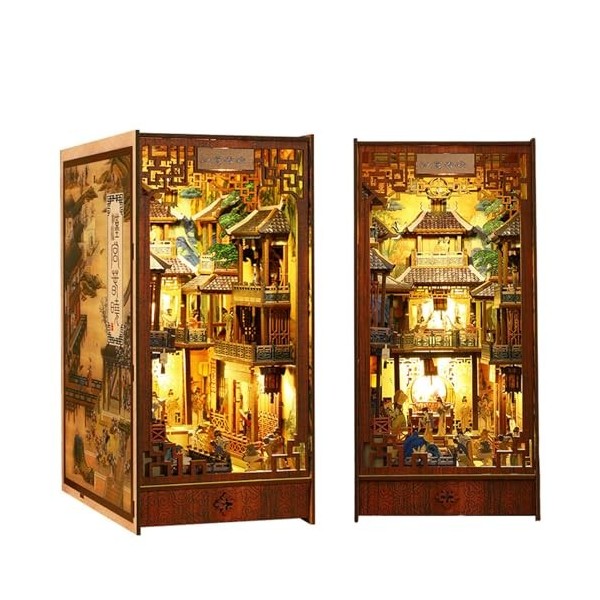 Book Nook Sunshine Town – Maison Miniature DIY Avec LED – Jardin Fleuri – 11x18,5x29 Cm – Cadeau Adulte