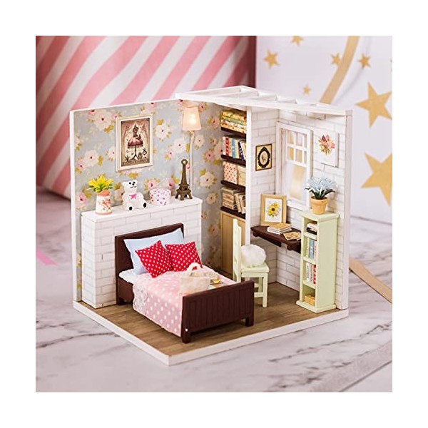 Kit De Maison De Poupées Bricolage, Kit De Maison De Poupées Miniature avec Meubles Et Décorations, Kit De Chambre Miniature 