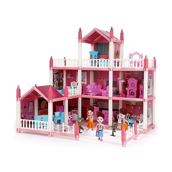 Vaguelly Fille Jouets Enfants Jouets Enfant en Bas Âge Jouets Maison De Poupée avec Bande Lumineuse Bâtiment Poupées Playset 