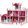 Vaguelly Fille Jouets Enfants Jouets Enfant en Bas Âge Jouets Maison De Poupée avec Bande Lumineuse Bâtiment Poupées Playset 