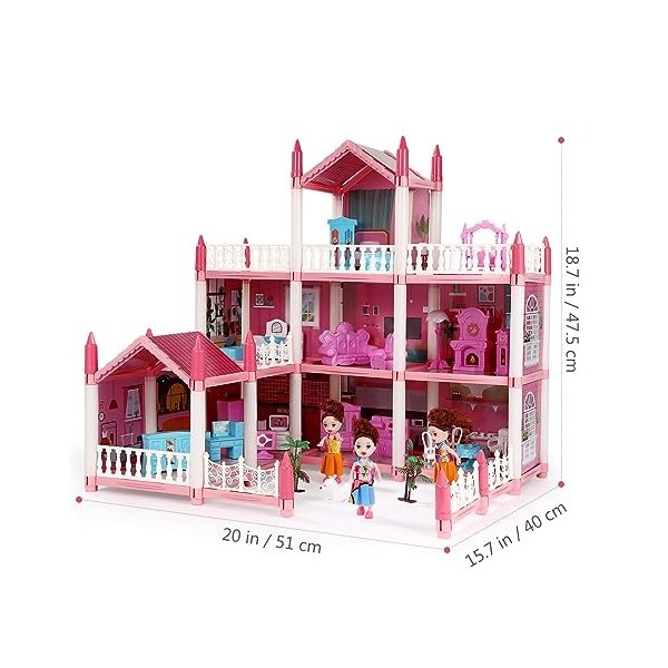 Vaguelly Fille Jouets Enfants Jouets Enfant en Bas Âge Jouets Maison De Poupée avec Bande Lumineuse Bâtiment Poupées Playset 