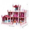 Vaguelly Fille Jouets Enfants Jouets Enfant en Bas Âge Jouets Maison De Poupée avec Bande Lumineuse Bâtiment Poupées Playset 