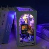 Maison de poupée en Bois, DIY Book Nook Kit, Puzzle Maison Modèle Kits de Construction avec Lumières LED, Bricolage Mini Mais