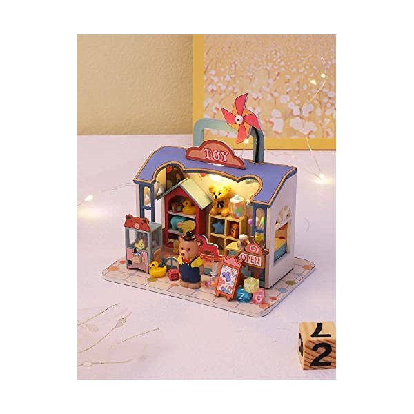 Kisoy Maison de poupée miniature avec kit de meubles, fait à la main, modèle de maison pour adolescents et adultes, cadeau m