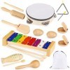 Ensemble de jouets musicaux en bois pour enfants et tout-petits, ensemble de percussions avec xylophone et maracas, anniversa