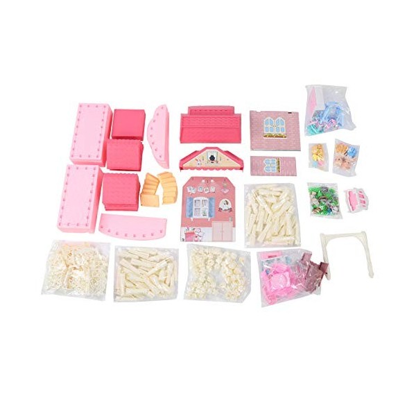 Kcabrtet Maison De Poupée Dreamhouse Pour Filles, Maison De Poupée DIY, Jouets De Construction Avec Tapis De Jeu, Lumières, M