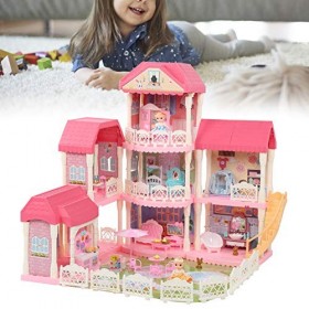 Kcabrtet Maison De Poupée Dreamhouse Pour Filles, Maison De Poupée DIY, Jouets De Construction Avec Tapis De Jeu, Lumières, M