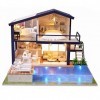 Maison Poupées, Miniature Maison Poupée Bricolage, Maison Miniature en Bois 3D, Modèle Maison Assemblé avec Lumières LED, Kit