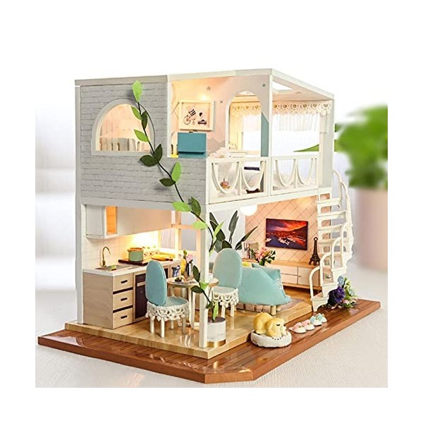 Oshhni Ensemble de Meubles en Bois pour Maison de Poupée Miniature - Accessoires Inclus