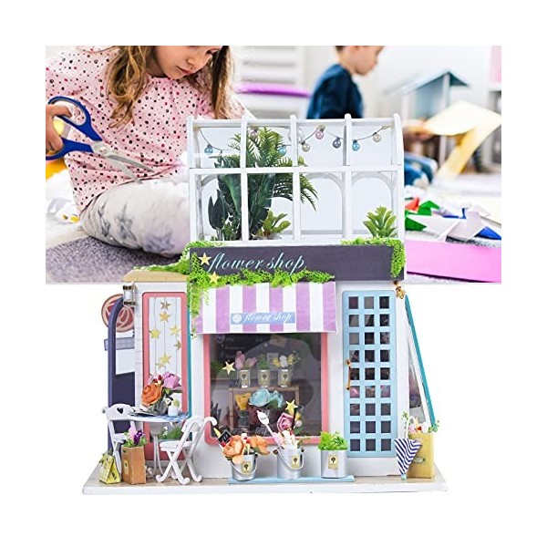 Greensen Modèle de Jardinage, Kit de Maison de poupée Miniature Amusante avec lumière LED pour Fille pour Maison de Jeu pour 