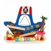 NUKied Instruments de Musique Xylophone pour Enfants en Bois,Jouet Musical combiné Bateau Pirate,Jouet Rampe de Voiture en Bo