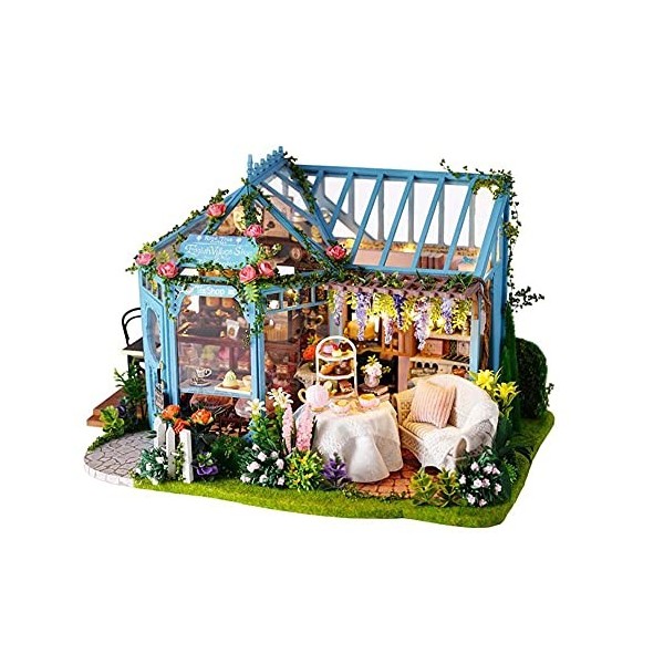 XLZSP Maison de poupée en bois à monter soi-même - Maison de thé faite à la main - Petite maison - Jouet assemblé - Cadeau d