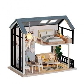 AADEE DIY Hutte, Bricolage Créatif Maison de Poupée Nordic Moderne Mignon Modèle Kit Jouets Maison en Bois Fait à la Main Mai