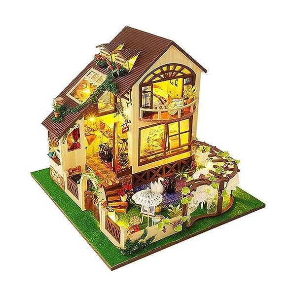 DIY Mini Maison De Poupée Kit De Meubles 3D Maison Miniature En Bois DIY Avec Lumières LED Poussière Et Musique Cadeau Danni