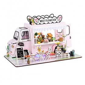 F Fityle Modèle de Petite Maison en Bois, kit de Jouets de Maison de poupée DIY Hut pour Enfants, Filles, garçons, Adolescent