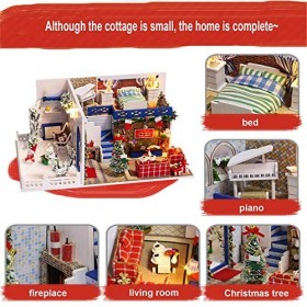 TONGQU Maison ModèLe Puzzles 3D pour Enfants, Bricolage Artisanat en Bois ModèLe Maison PoupéE Facile à Assembler pour NoëL e