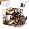 TOPBSFARNY Kit de maison de poupée miniature en bois avec lumières LED et housse anti-poussière pour Noël, Nouvel An, anniver