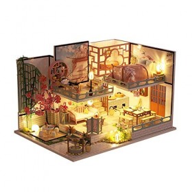 luckiner Maison de poupée lumineuse de luxe faite à la main avec housse de protection contre la poussière, pour les adolescen