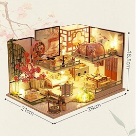 luckiner Maison de poupée lumineuse de luxe faite à la main avec housse de protection contre la poussière, pour les adolescen