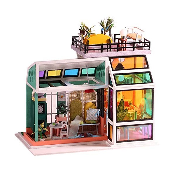 TONGQU Kits Maison PoupéE Miniature Faits à La Main Bricolage, Mini ModèLe DArtisanat PièCe Maison en Bois 3D Cadeaux pour L