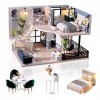 Cuteefun Maison Miniature a Construire DIY Maison Poupee Miniature Bois en Kit avec Meubles Musique et Outils, Cadeau de Bric