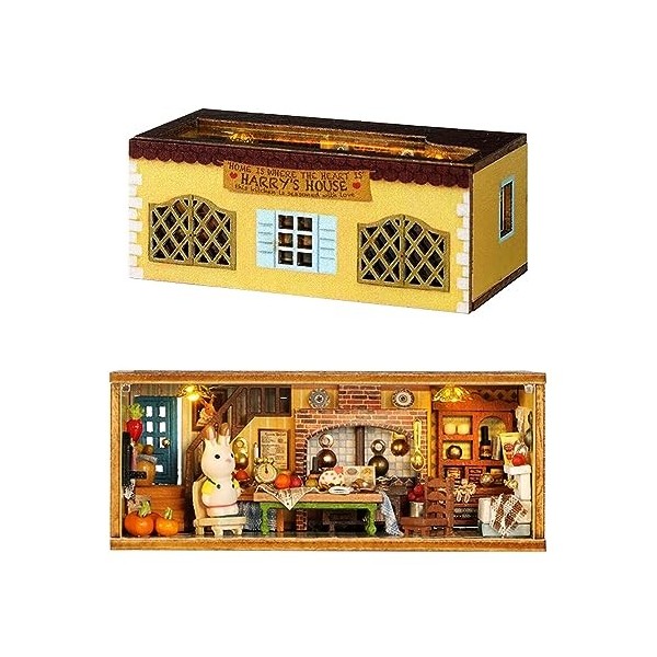 Kisoy Maison de poupée miniature romantique et mignonne à faire soi-même - Cadeau idéal pour les amis, les amoureux et la fam