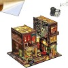 Bricolage Livre Nook Kit 3D en Bois Mini Maison De Poupée Style Européen Vue sur La Rue Modèle Architectural Bibliothèque Liv