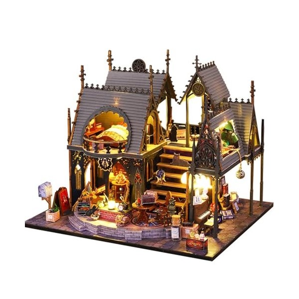 Kit miniature de maison de poupée de bricolage avec meubles, maison  miniature en bois 3d, kit de maison de poupées miniatures Jouets assemblés  Nouveau