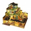 Maison de poupée miniature de style chinois à trois étages, meubles en bois, kit de maison de poupée avec LED créative, cadea