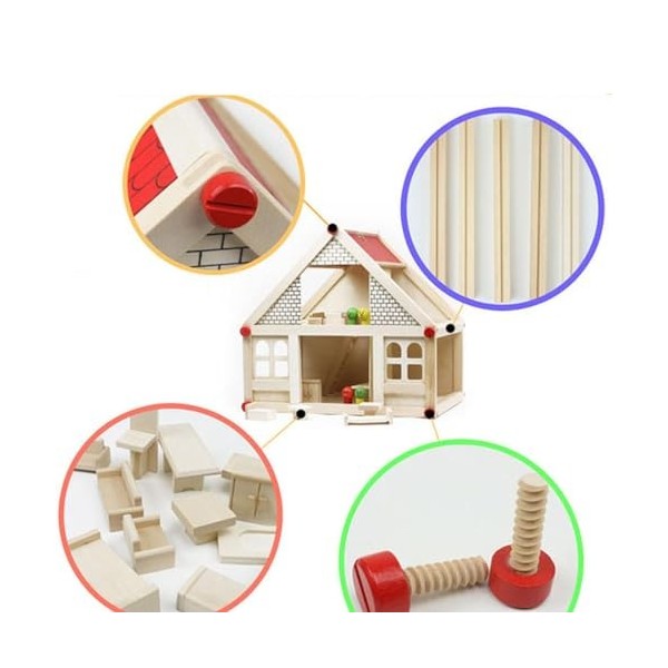 Amagogo Maison de poupée en Bois 3D avec Meubles, Figurines Cadeaux, Accessoires Miniatures, Kits de Maison en Bois pour Mais