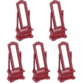 NUOBESTY 5 Pièces Miroir De Montage De Maison De Poupée Meubles De Maison De Poupée Miroir en Bois Miniature Mini Miroir sur 