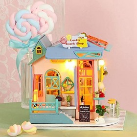 Eulbevoli Kit de Maison de poupée Miniature Bricolage, kit de Meubles Miniatures en Bois lumière LED pour Cadeau créatif Cade