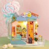 Eulbevoli Kit de Maison de poupée Miniature Bricolage, kit de Meubles Miniatures en Bois lumière LED pour Cadeau créatif Cade