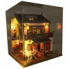 WonDerfulC Maison de poupée miniature en bois de style chinois à monter soi-même, modèle Villa 3D, kit de meubles de Noël, fê