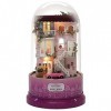 Miniature de maison de poupée bricolage créative, miniature de maison de rêve avec couvercle anti-poussière de boîte à musiqu