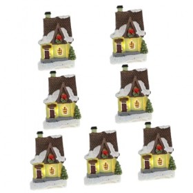 Toyvian 7 Pièces Micro Paysage Maison Pièce Maîtresse De Noël Scène dhiver Miniature Maison De Poupée Décoration De Noël Min