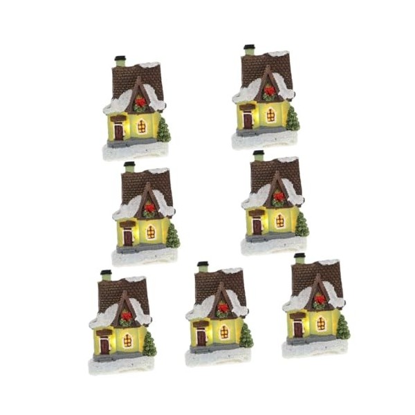 Toyvian 7 Pièces Micro Paysage Maison Pièce Maîtresse De Noël Scène dhiver Miniature Maison De Poupée Décoration De Noël Min