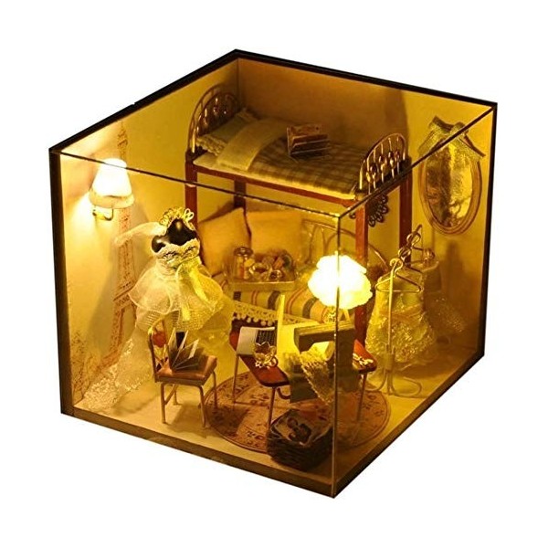 Zhangl Puzzles 3D Maison de Mariage Maison de poupée Miniature avec des Meubles, Bricolage Dollhouse Kit Plus étanche à la po