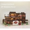 Maison de poupée miniature avec kit de meubles Mini maison de poupée avec accessoires Cour chinoise DIY Kit de maison miniatu