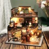 Fsolis Kit de maison de poupées miniatures à faire soi-même, kit miniature avec meubles et lumière LED puzzle 3D en bois mini