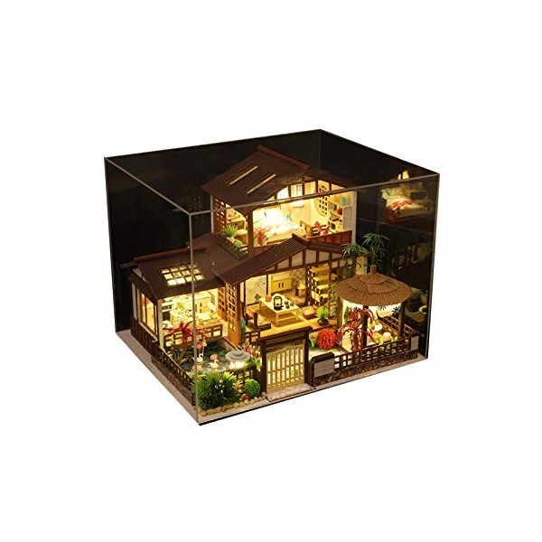 Maison Miniature Bricolage, Maison poupée Bricolage pour Adultes en Bois, Petite Maison poupée Style Japonais avec Mouvement 