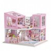 FZ FUTURE Mini Maison en Bois, Idée De Pièce Créative À Léchelle 1:24, Kit De Maison De Poupée Bricolage avec Couvercle Anti