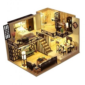 Ioensy Maison de Poupée Miniatures Kits Dartisanat Appartement Cottage Bâtiment