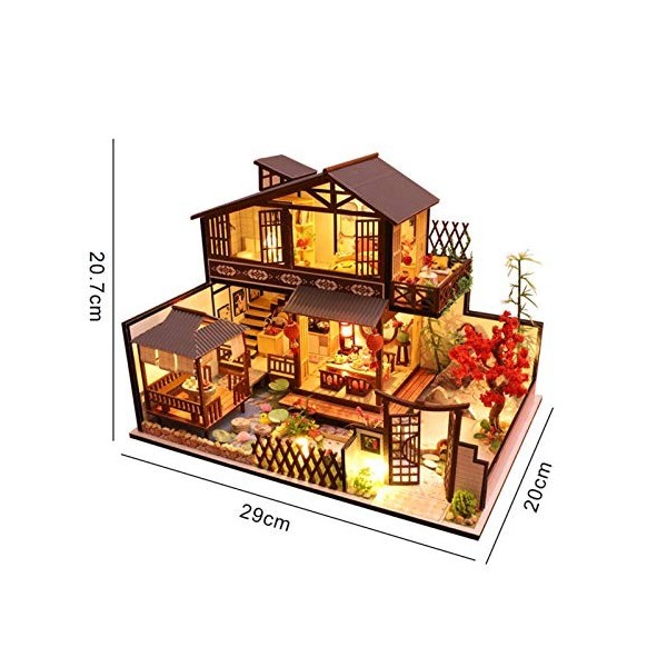 mooderf Bricolage Maison de poupée Miniature avec kit de Meubles en Bois Mini Maison de poupée à Construire pour Adultes Eche