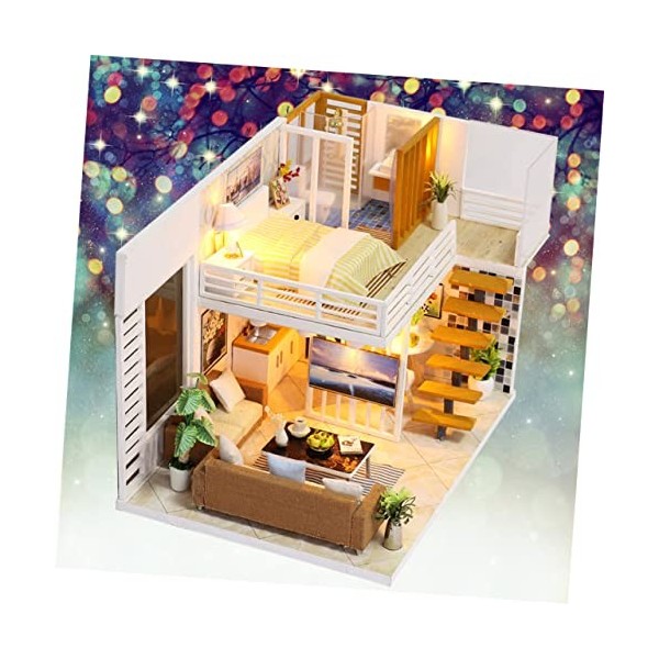 Toyvian Miniatures Miniature s Maison Modèle Mini Maison Kit en Bois Maison De Poupée Jouet Chambre Suite Modèle Faites-Le Vo