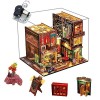 Kit de maison de poupée miniature à faire soi-même avec anti-poussière et musique DIY Book Nook Model Kit DIY Maison en bois 