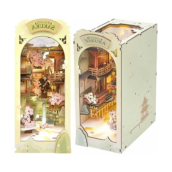 Modèle éducatif Kit de coin de livre à faire soi-même, puzzles 3D en bois, maison de poupée, étagère, décoration, créativité,