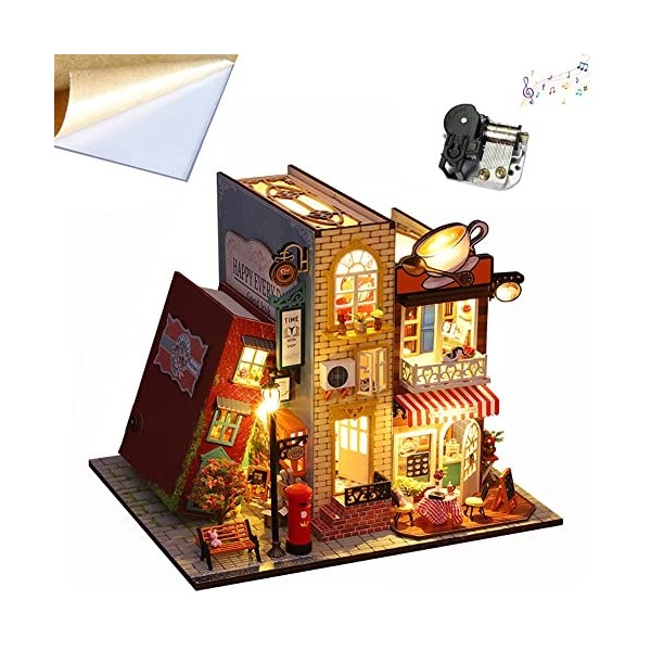 Support de livre 3D en bois pour maison de poupée - Kit de construction avec lumière LED pour adolescents et adultes - Cadeau