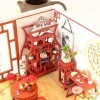 BaiHogi Maison de poupées en bois à faire soi-même - Kit miniature de style chinois classique 3D LED pour enfants et adultes 